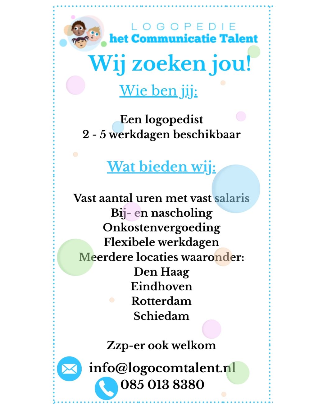 Vacature afbeelding Logopedist Gezocht van Logopediepraktijk Het Communicatietalent